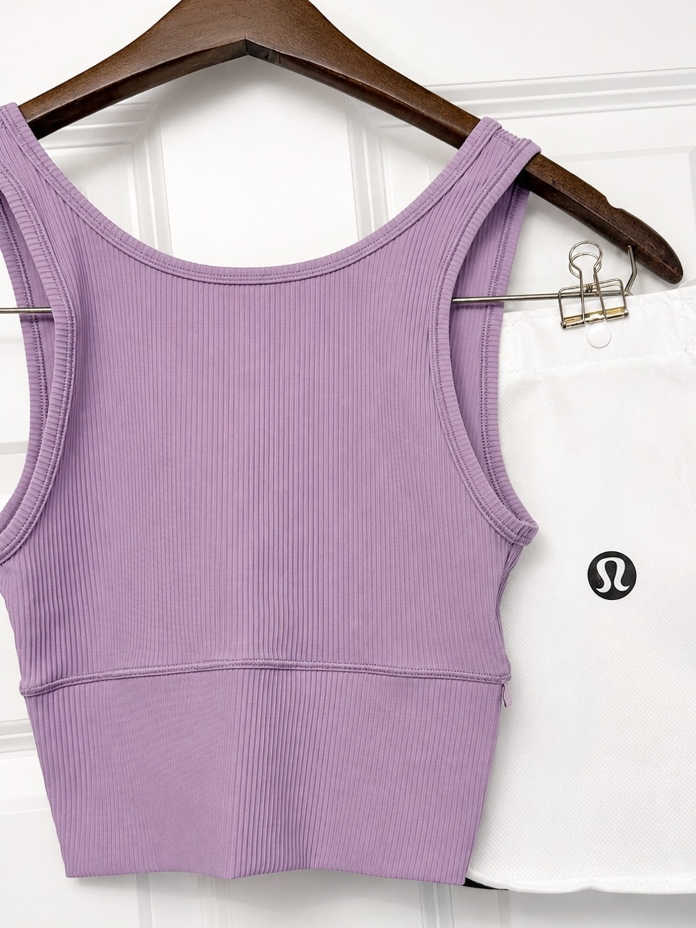 Lululemon Women's Power Pivot Ribbed Cropped Purple Tank Top Reversible Size O